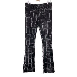 Valabasas Stacked Distressed Black Metallic Jeans
